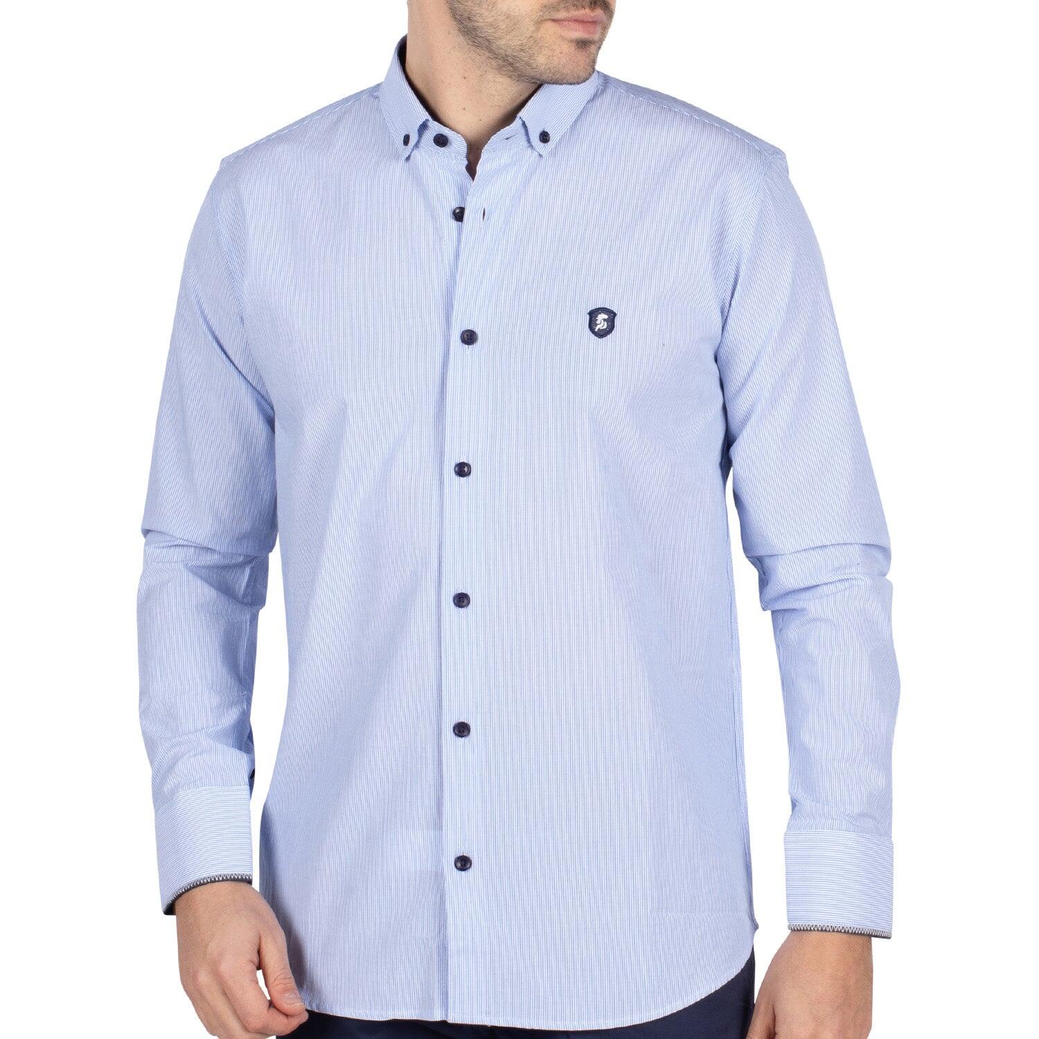 Shilton - Chemise Imprimé Rayures Homme - Chemise Manches Longues - Bleu - S - Decathlon