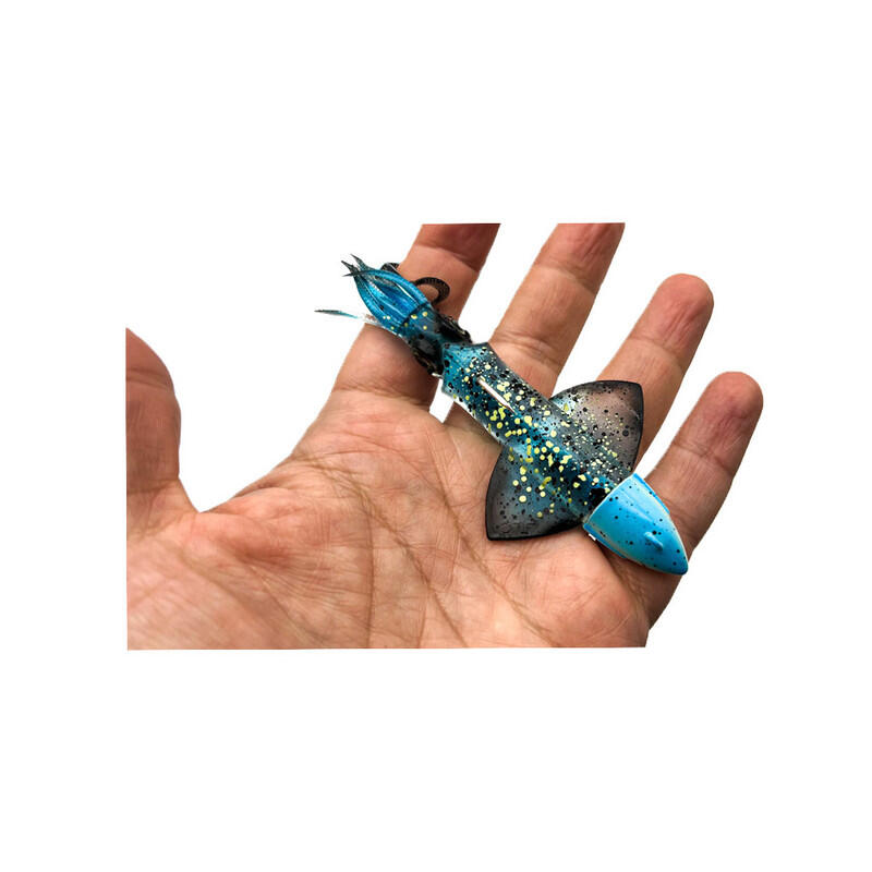 Vinilo Pesca Jigging Spinning JLC Xipi Evo 100 mm  Blue UV Glow  40 g 3/3