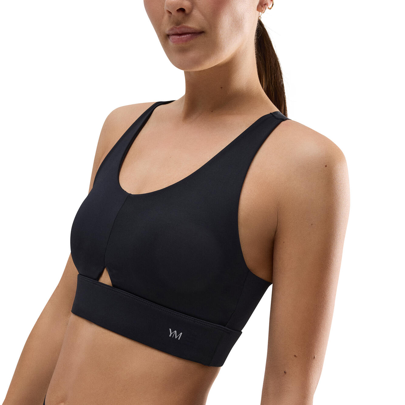 Soutien-gorge de sport compressif détail ouverture maintien moyen noir 7/7