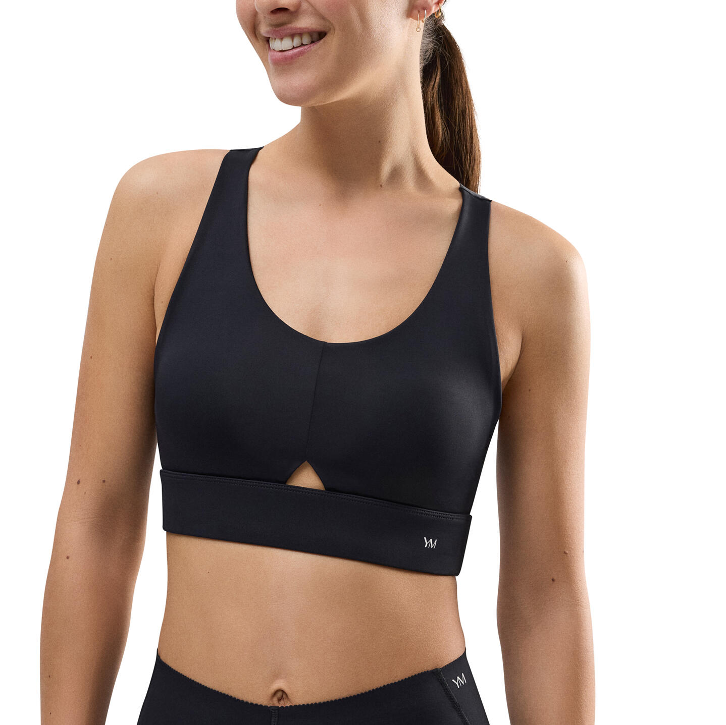 Soutien-gorge de sport compressif détail ouverture maintien moyen noir 5/7