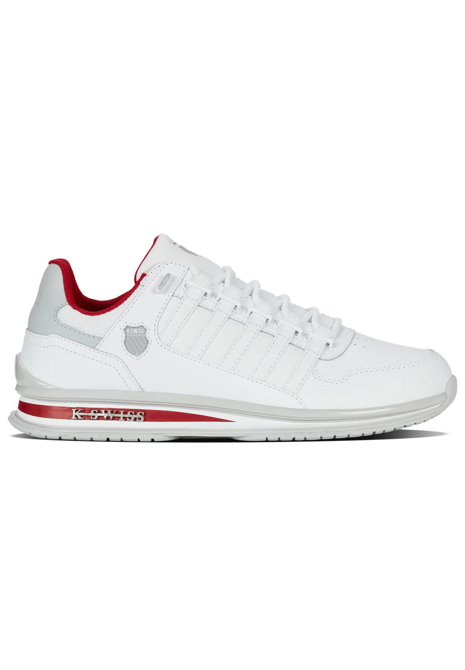 Zapatillas cómodas K-SWISS blancas con detalles Samba/Gris-Violeta, con cordones 2/6