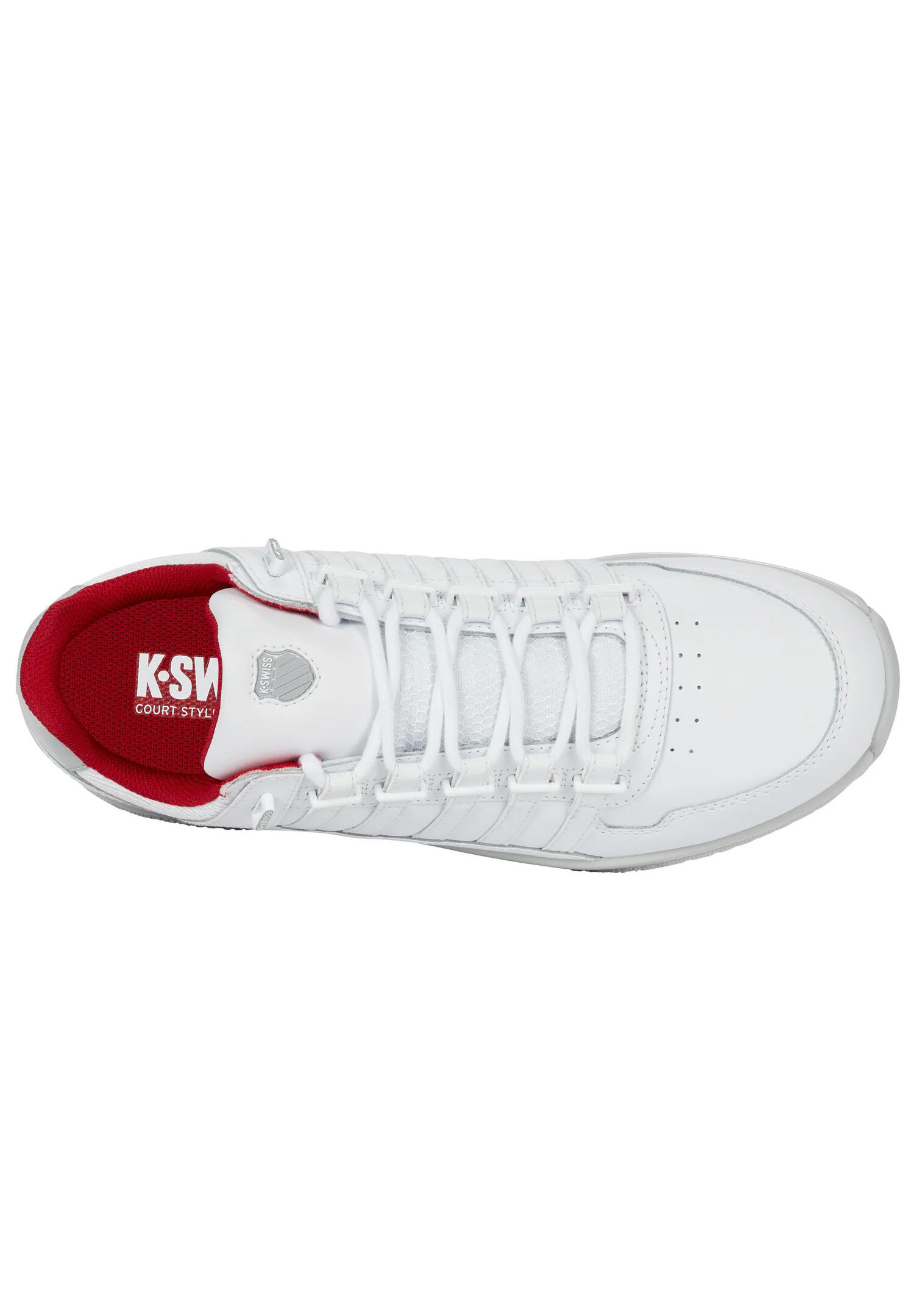 Zapatillas cómodas K-SWISS blancas con detalles Samba/Gris-Violeta, con cordones 4/6