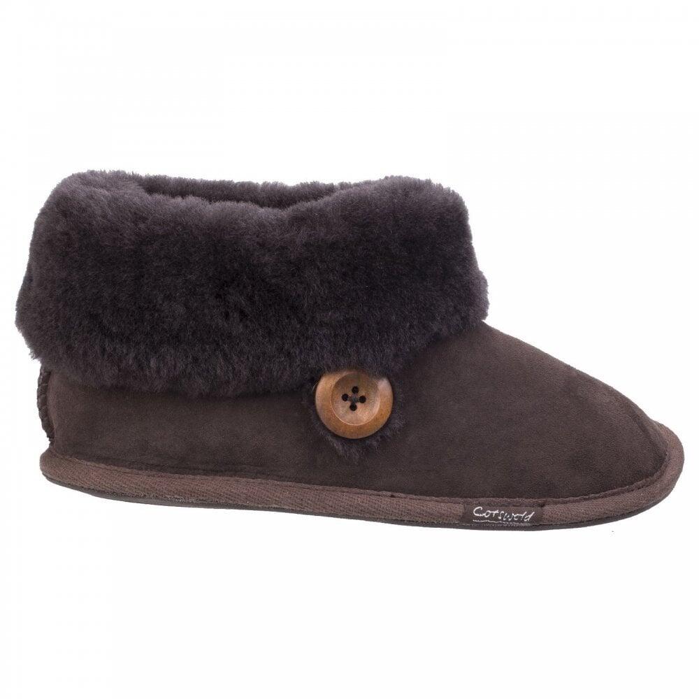 Cotswold Wotton | Chocolate | Womens Sheepskin Bootie Slippers COL: Ch 1/7