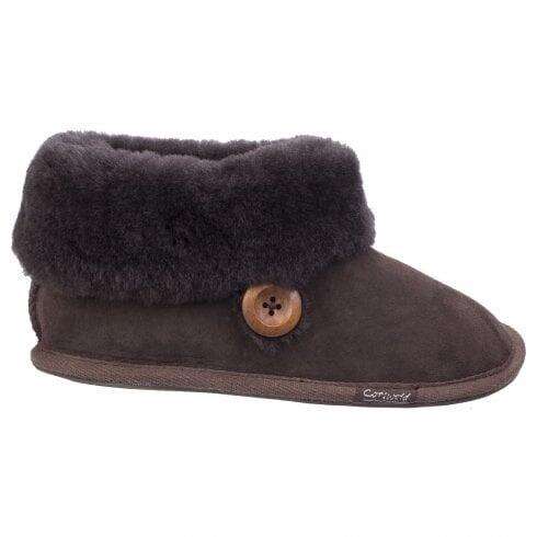 Cotswold Wotton | Chocolate | Womens Sheepskin Bootie Slippers COL: Ch 7/7