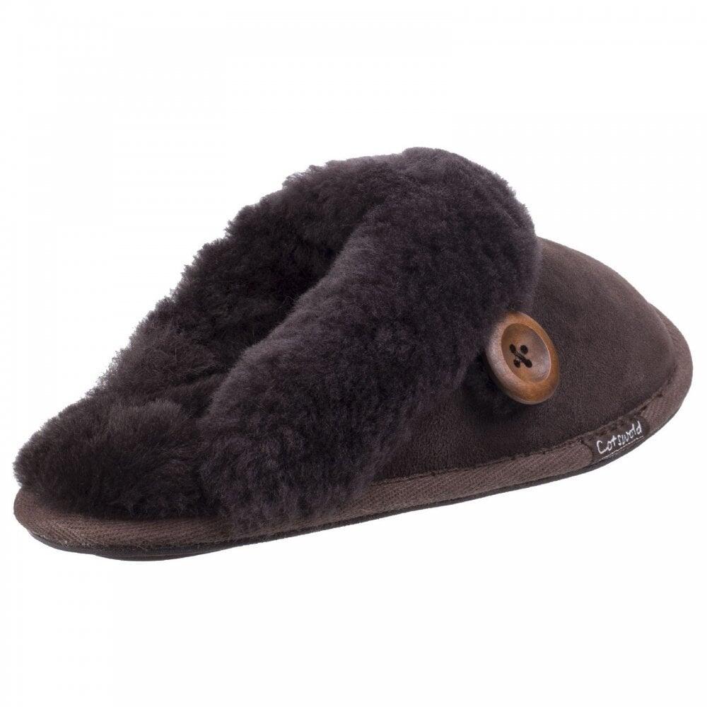 Cotswold Lechlade | Chocolate | Womens Luxurouos Sheepskin Mule Slippe 4/7