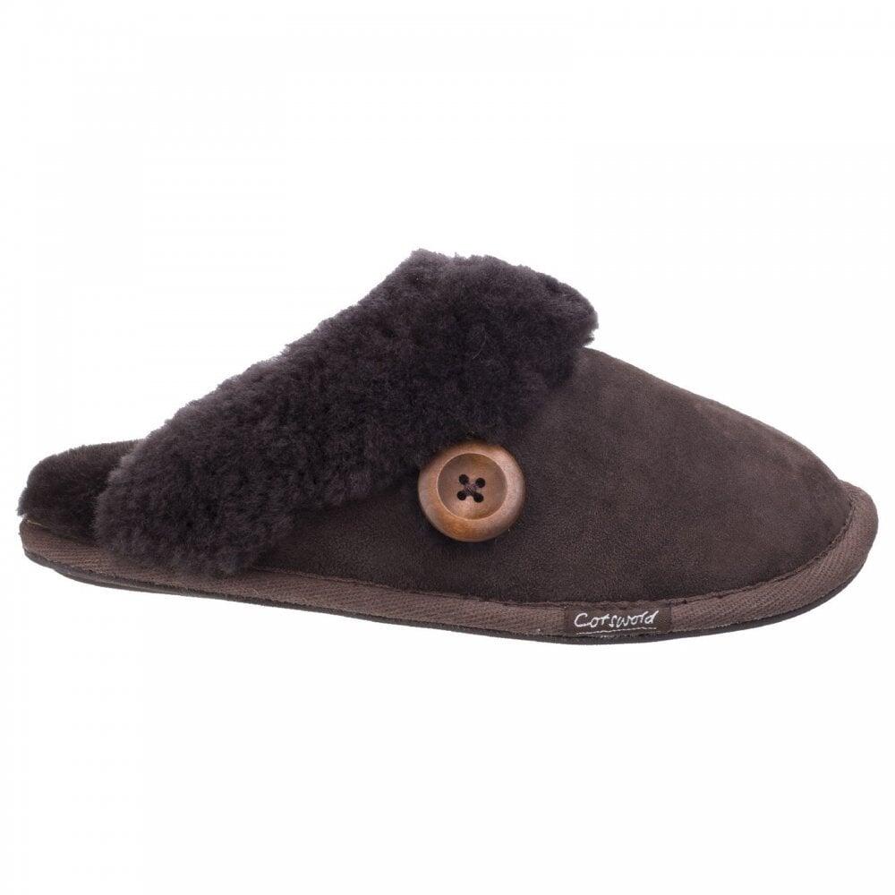 Cotswold Lechlade | Chocolate | Womens Luxurouos Sheepskin Mule Slippe 1/7