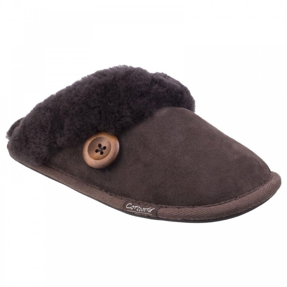 Cotswold Lechlade | Chocolate | Womens Luxurouos Sheepskin Mule Slippe 3/7