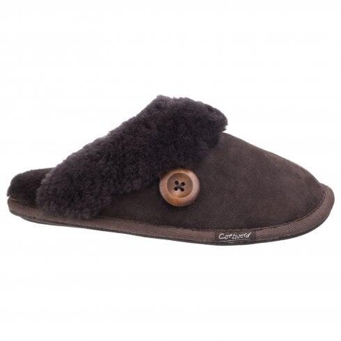 Cotswold Lechlade | Chocolate | Womens Luxurouos Sheepskin Mule Slippe 7/7