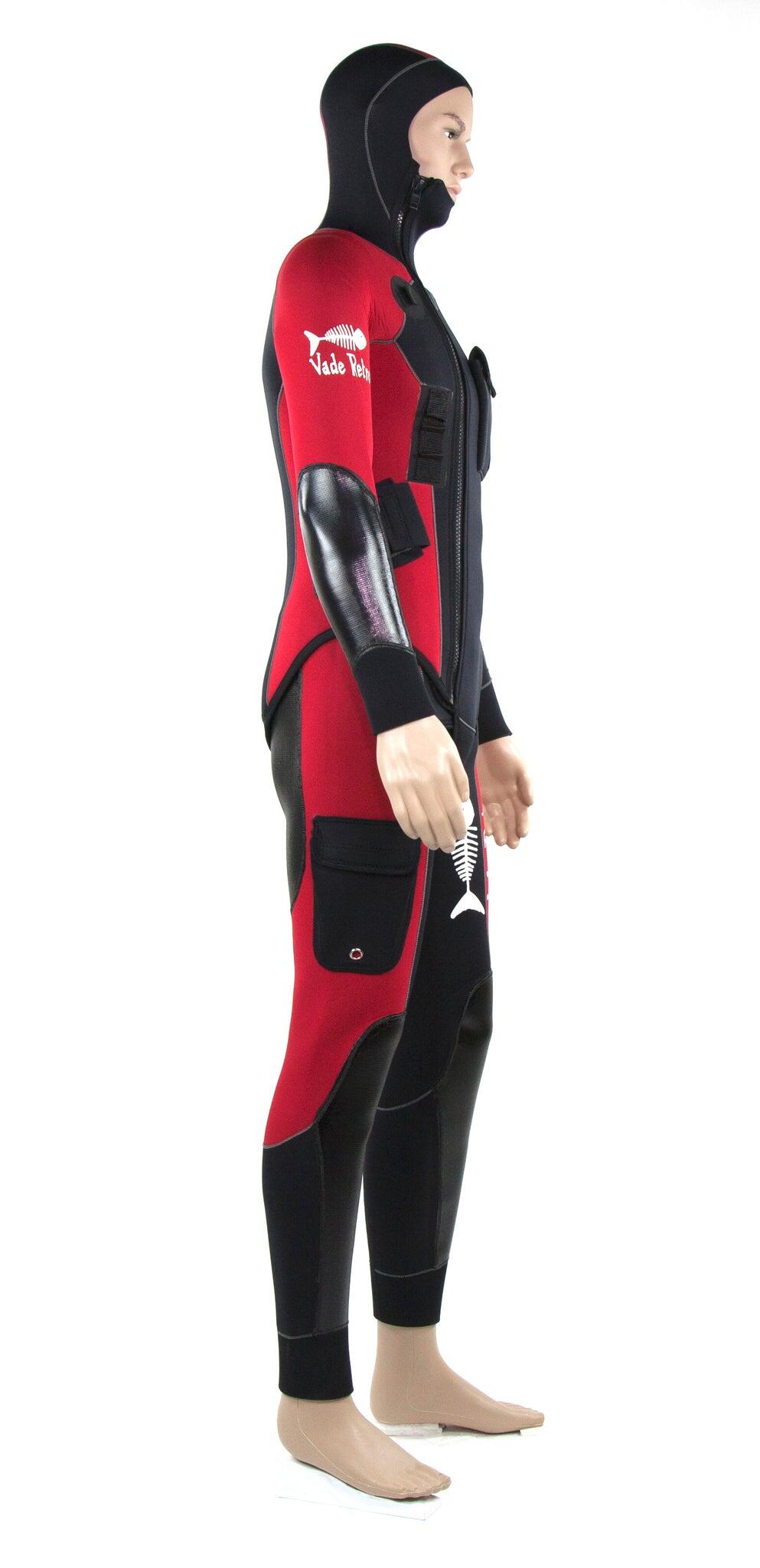 Ensemble guide pantalon Long John et veste 5 mm rouge noir 3/5
