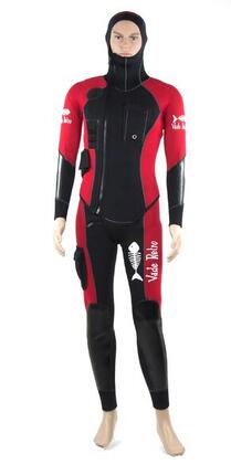 Ensemble guide pantalon Long John et veste 5 mm rouge noir