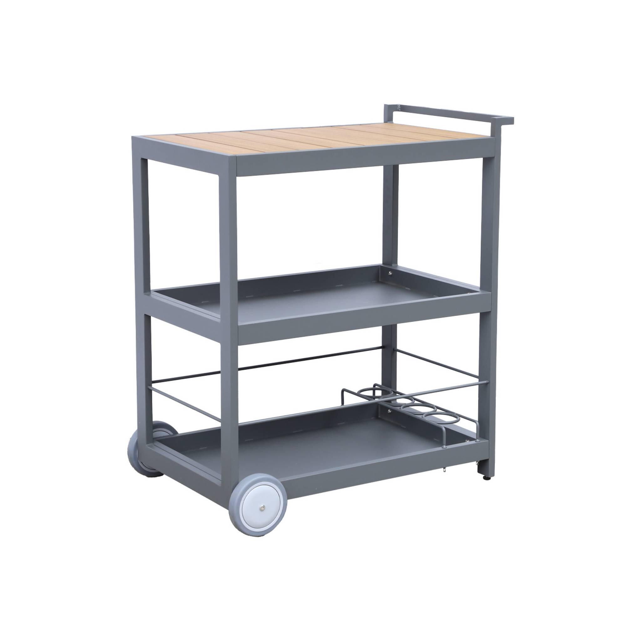 Mesa exterior de aluminio con ruedas y asa, 84cm, Antracita 5/6