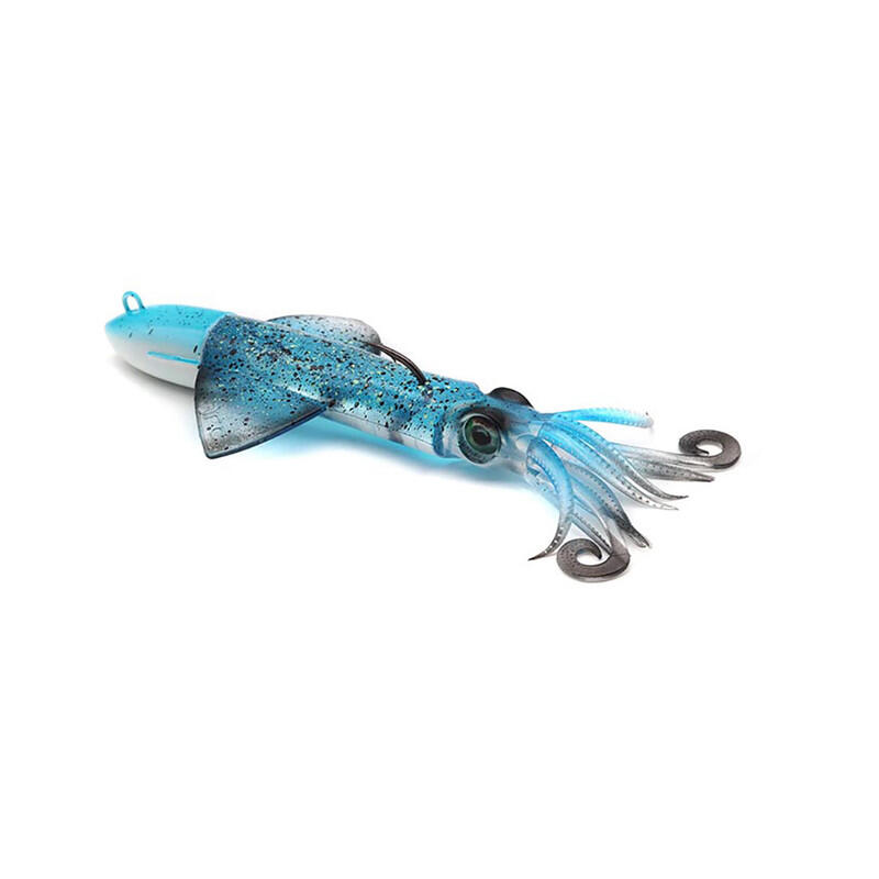 Vinilo Pesca Jigging Spinning JLC Xipi Evo 100 mm  Blue UV Glow  40 g 1/3