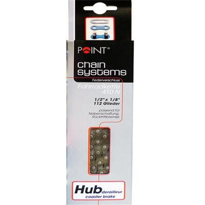 Point Kette 410N 1-fach, 112 Glieder Kettenschloss, 1/2x1/8, braun