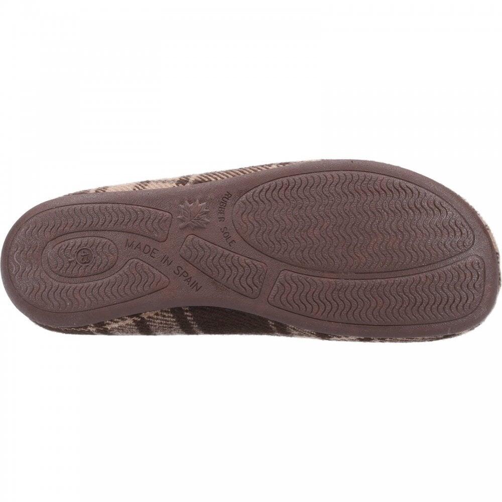 Cotswold Syde Brown Mens Check Print Slippers COL: Brown, SIZE
