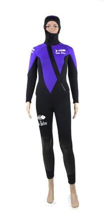 Ensemble pantalon Long John et veste 5 mm Femme violet noir