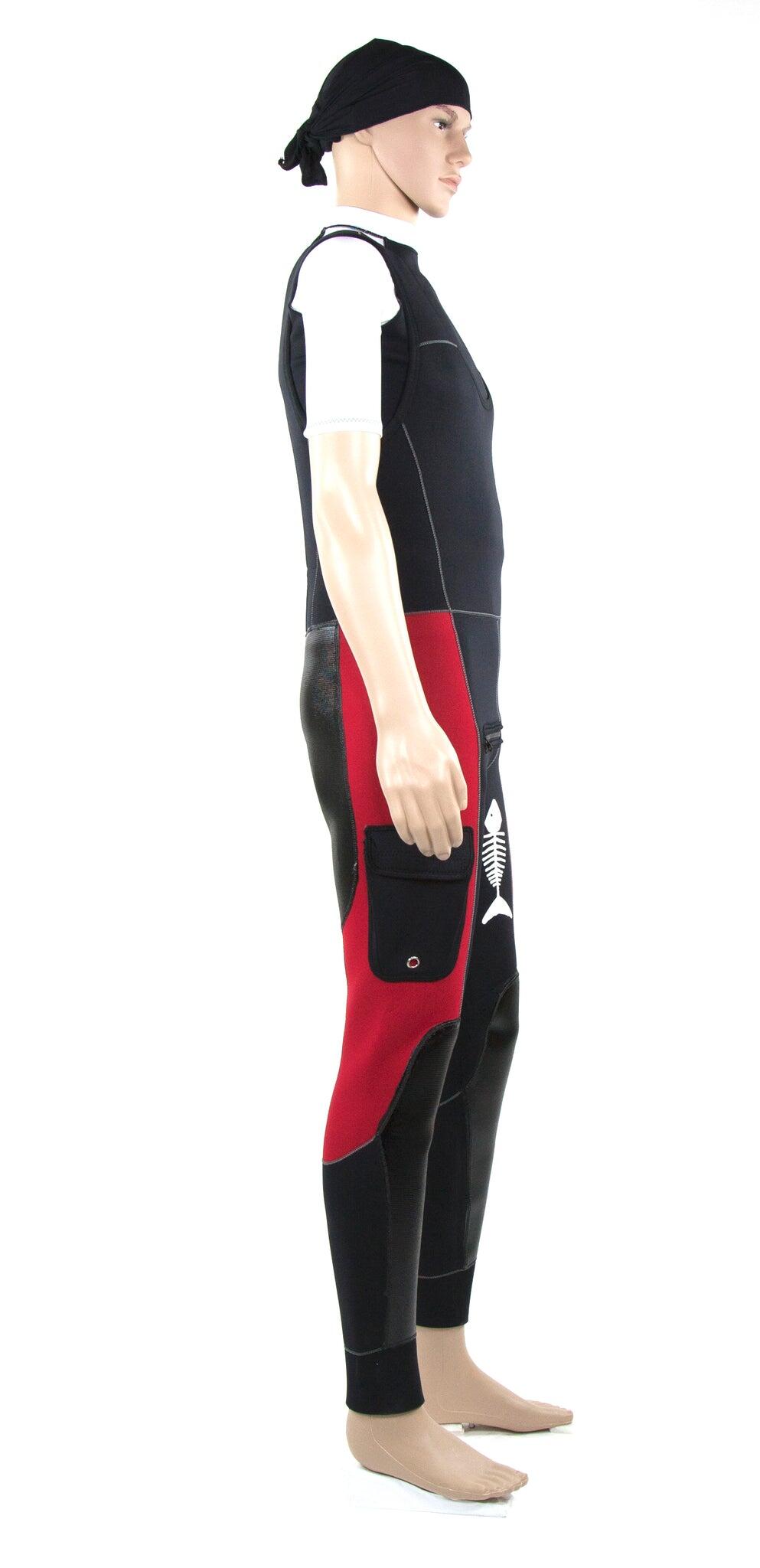 Pantalon Long John guide Adulte 5 mm rouge noir 3/6