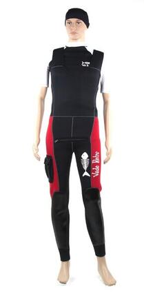 Pantalon Long John guide Adulte 5 mm rouge noir