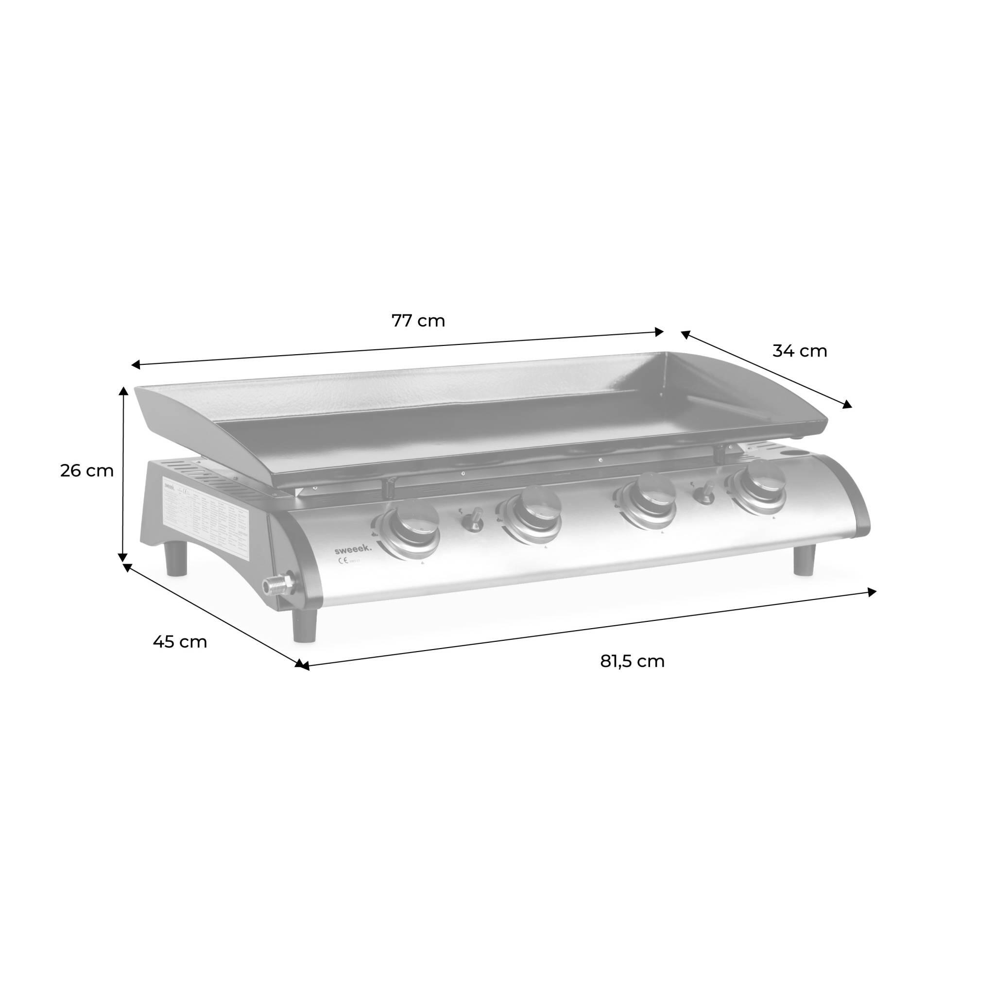 Plancha de gas con 4 quemadores de acero inoxidable,10kW, Negro 4/5