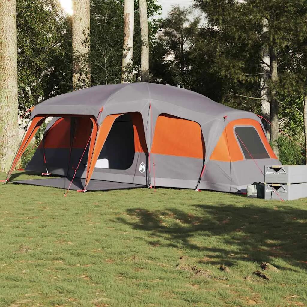 Tente familiale VidaXL dôme véranda 9 personnes imperméable gris orange 3/7