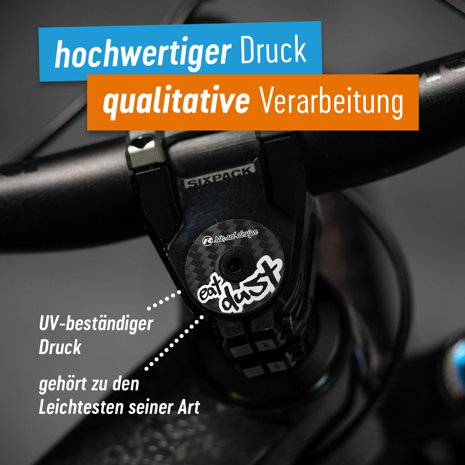 Lenkkopfabdeckung Fahrrad Riesel Design CAP eat dust 2/7