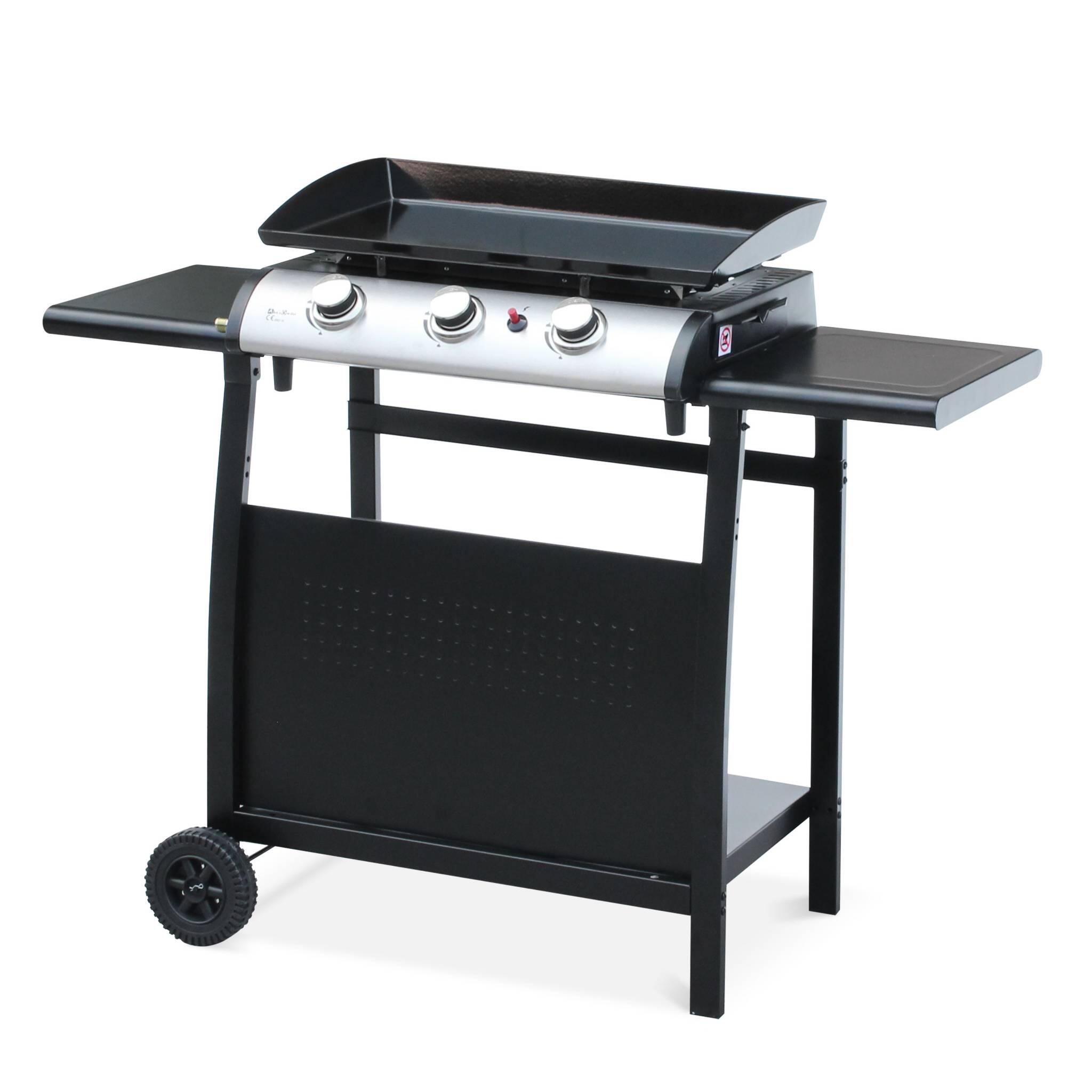 Mesa de plancha con 3 quemadores, Negro 4/5