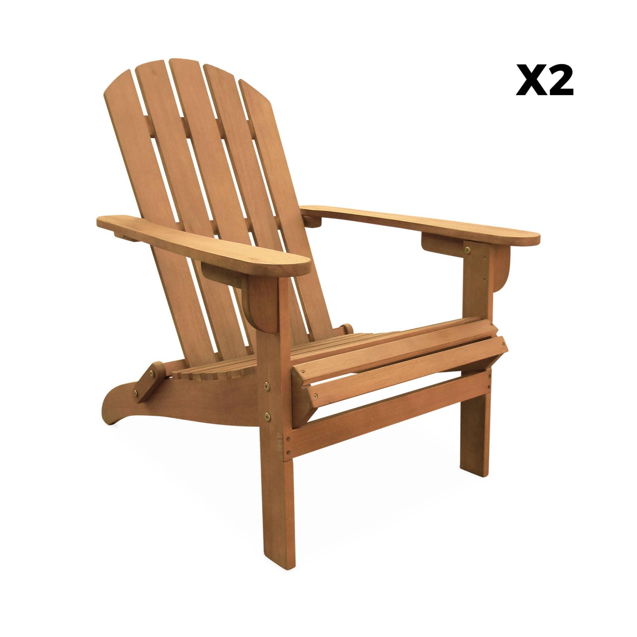 Sillón de jardín de madera, set de 2, Madera 2/5