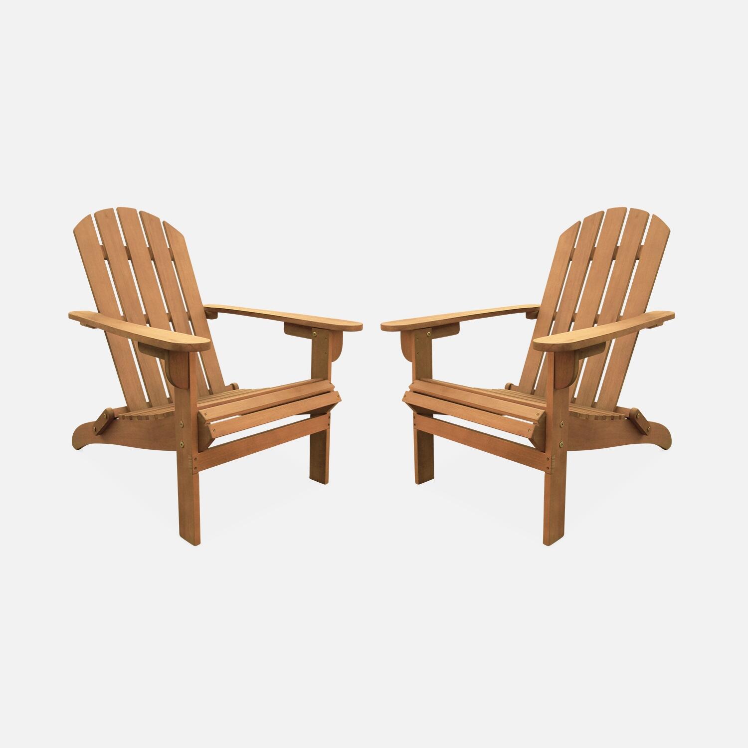 Sillón de jardín de madera, set de 2, Madera 1/5