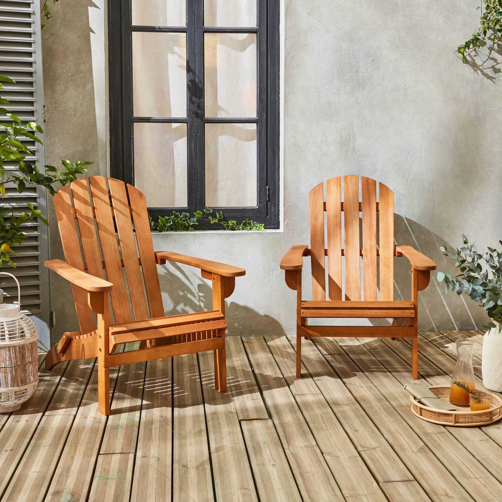 Sillón de jardín de madera, set de 2, Madera 3/5
