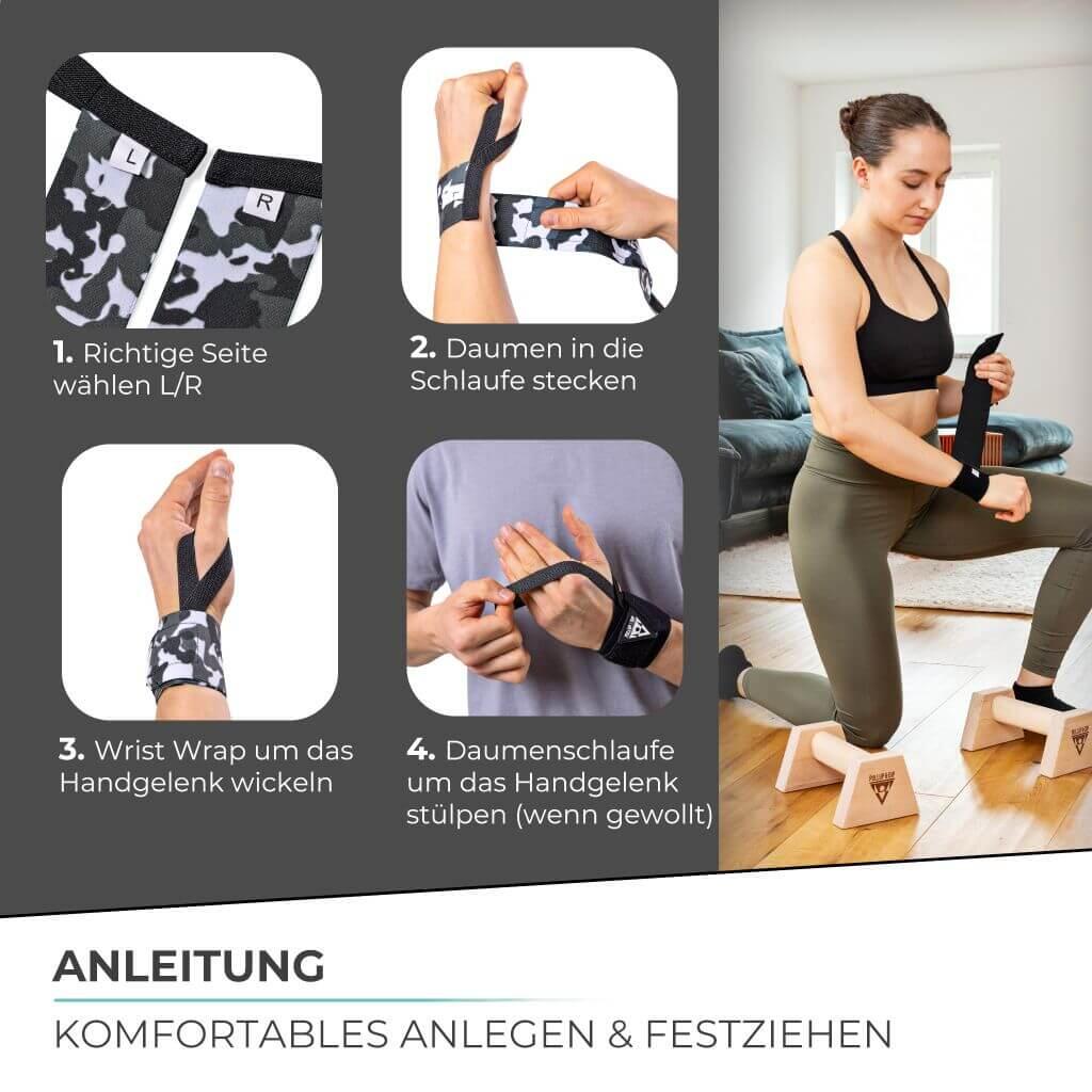 Wrist Wraps Camouflage, Handgelenkbandagen für Calisthenics & Krafttraining 6/8