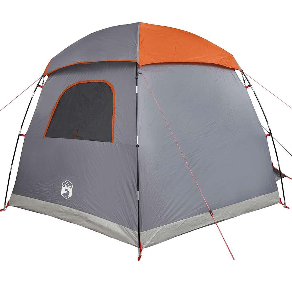 Tienda familiar VidaXL iglú 6 personas impermeable gris y naranja 7/7