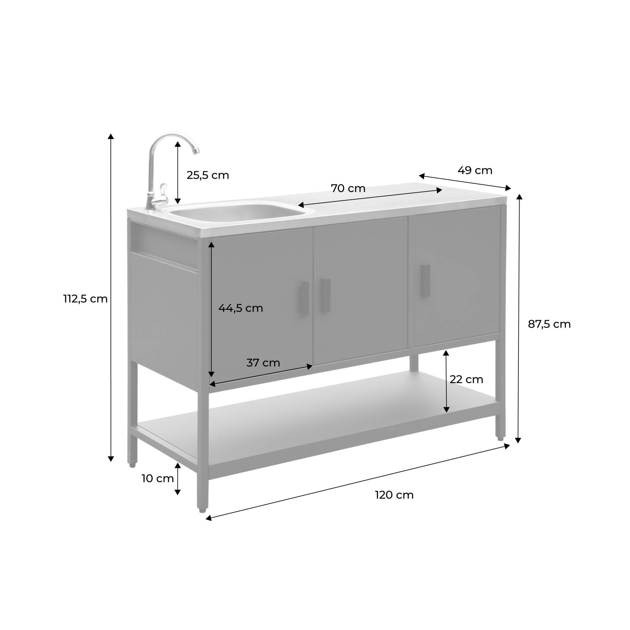 Cozinha externa em aço com pia, 120cm, Verde 4/5