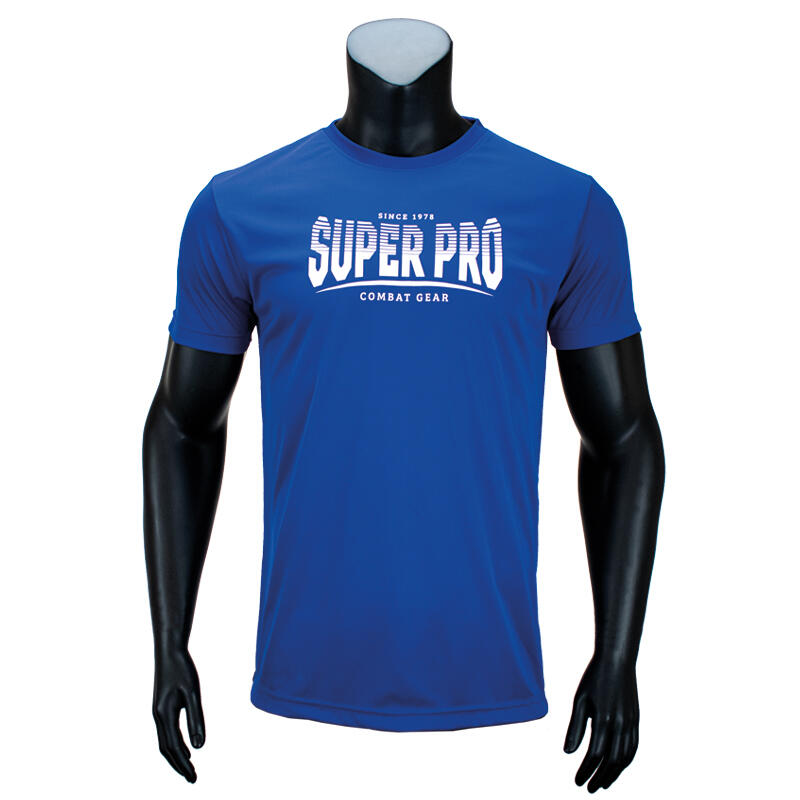 Super Pro Combat Gear DryFit T-Shirt Stripes Blauw/Wit 3/4