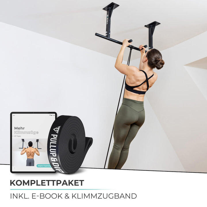Klimmzugstange Decke inkl. Klimmzugband und Schrauben 6/8