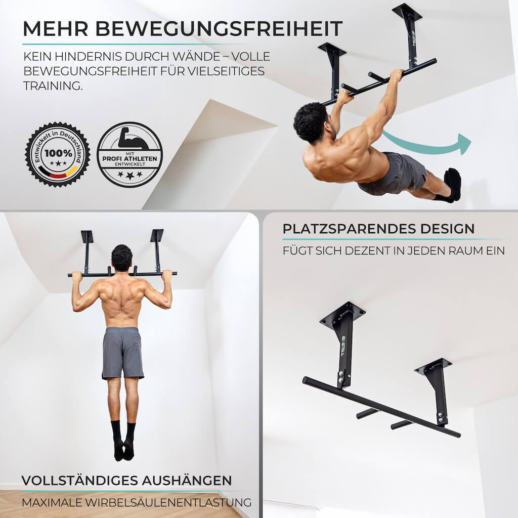 Klimmzugstange Decke inkl. Klimmzugband und Schrauben 2/8
