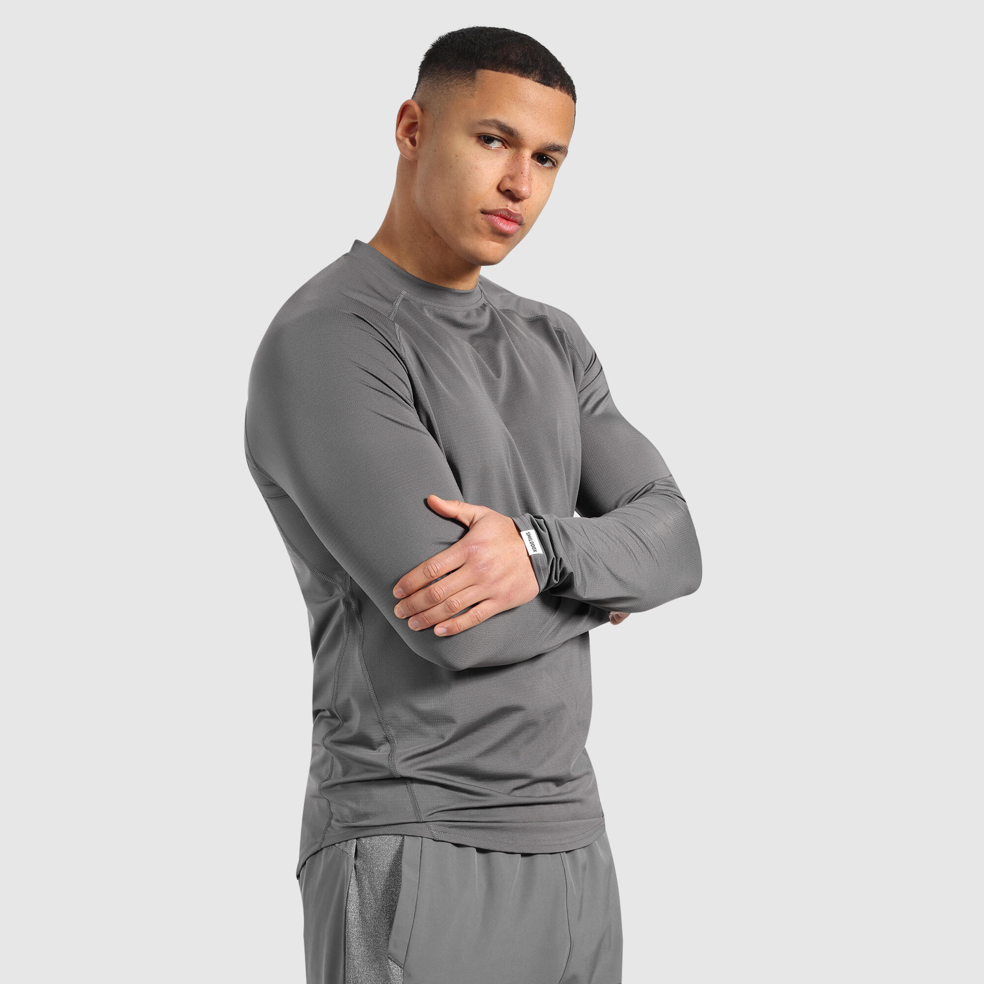 Herren Longsleeve Powerfit Anthrazit 2/6