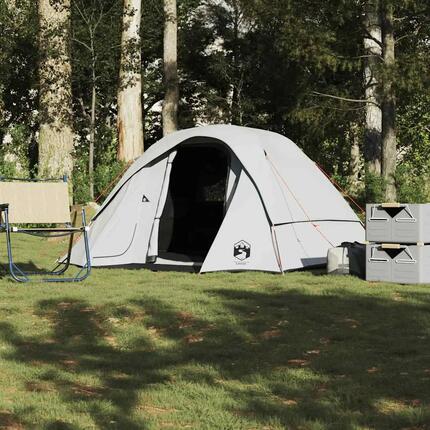 VidaXL Campingzelt Hütte 4-Personen, Verdunkelungsstoff Weiß, wasserdicht