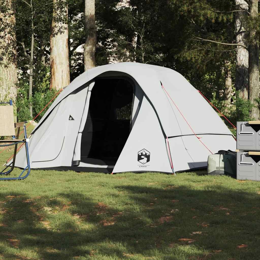 VidaXL tienda de campaña cabina 4 personas tela opaca blanca impermeable 4/7