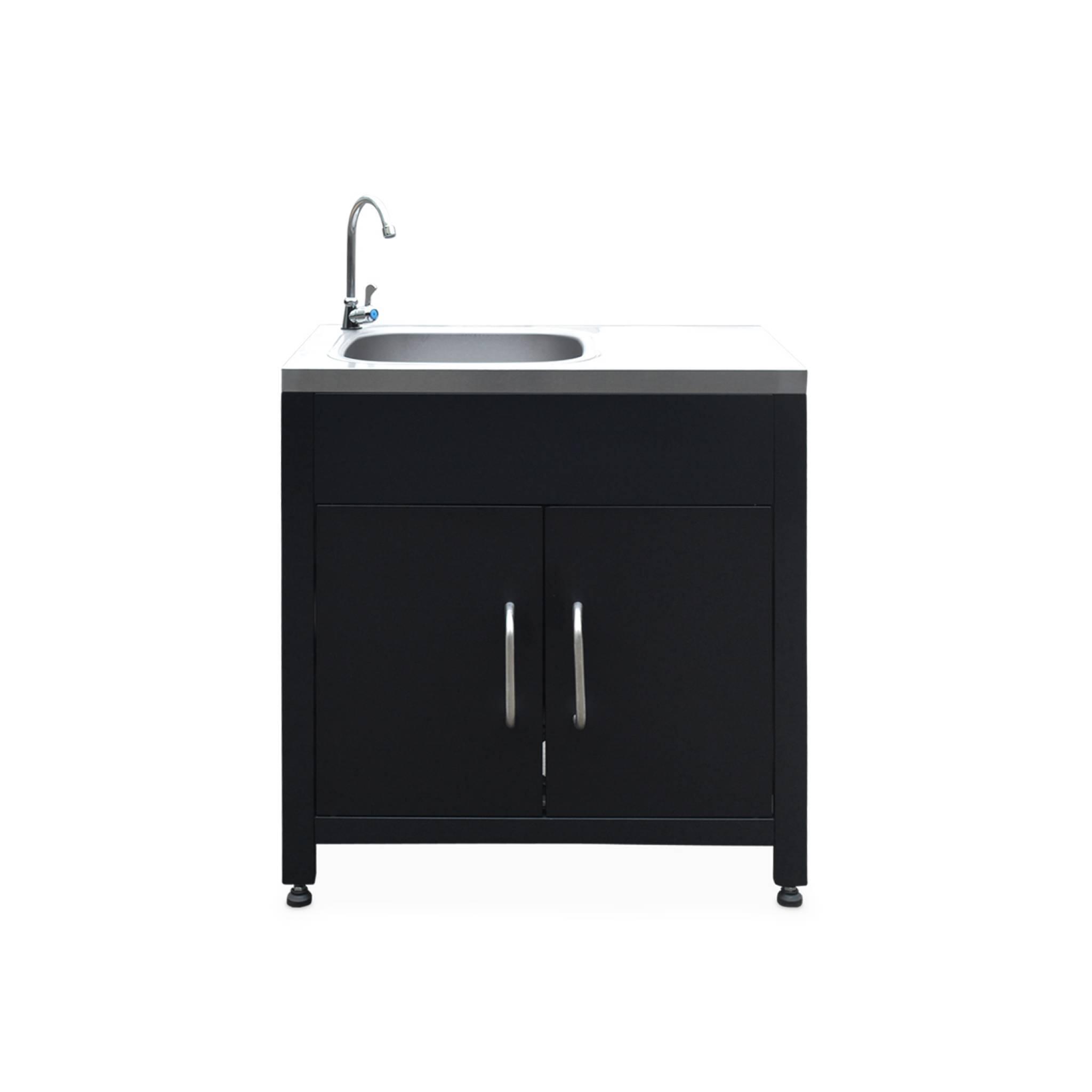 Cozinha externa 6 módulos aço inoxidável, Preto 2/5