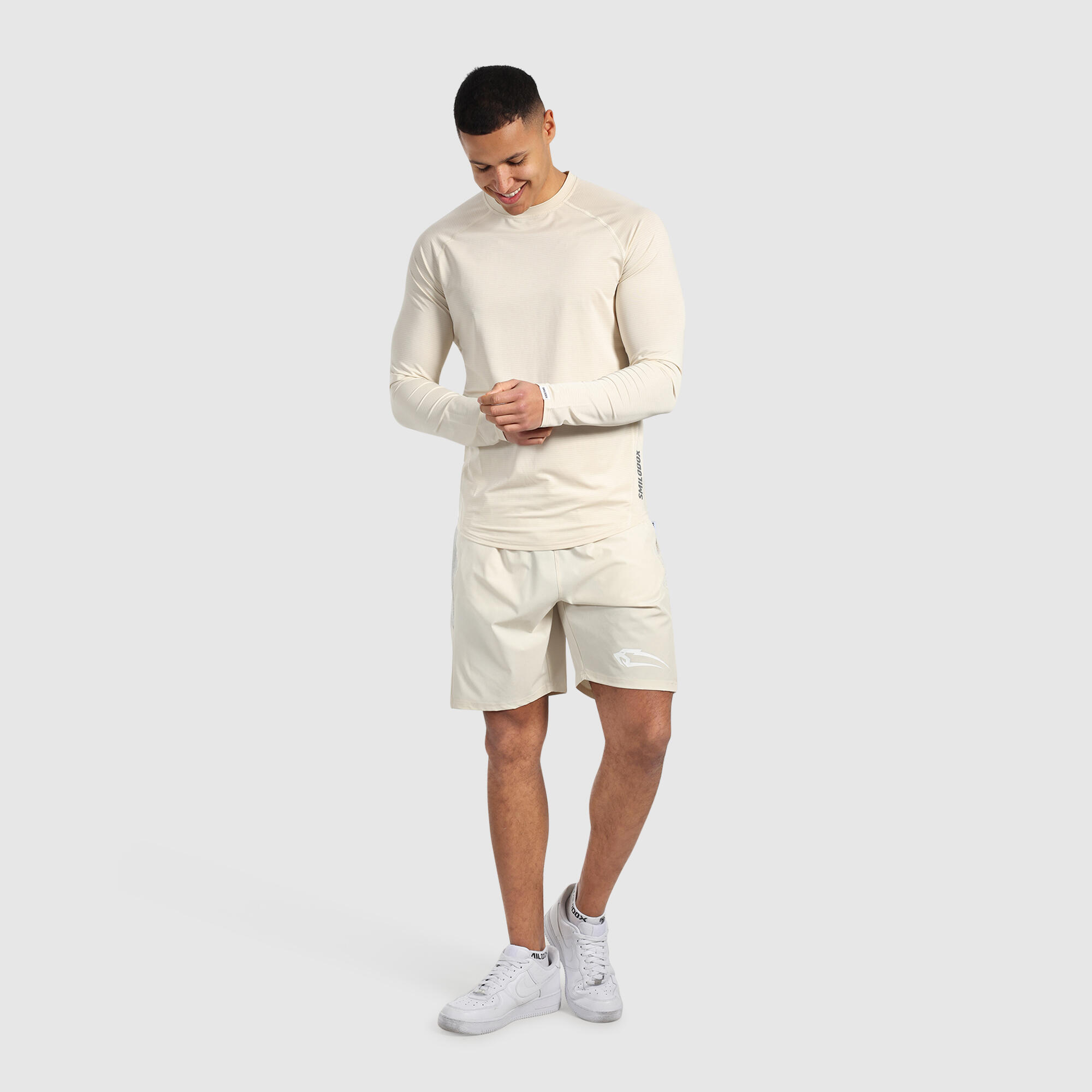 Herren Longsleeve Powerfit Creme 3/6