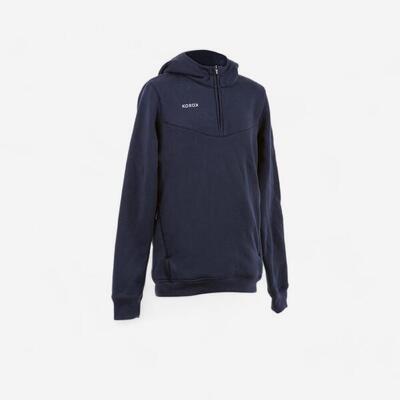 Tweedehands - hockey trui met capuchon kind fh500 marineblauw - redelijk