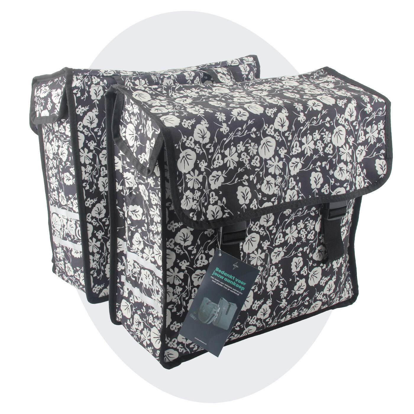 VOLTANO Voltano Dubbele Fietstas Midnight Blossom - 38 Liter - Waterdicht Polyester