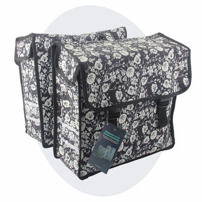 Voltano dubbele fietstas midnight blossom - 38 liter - waterdicht polyester