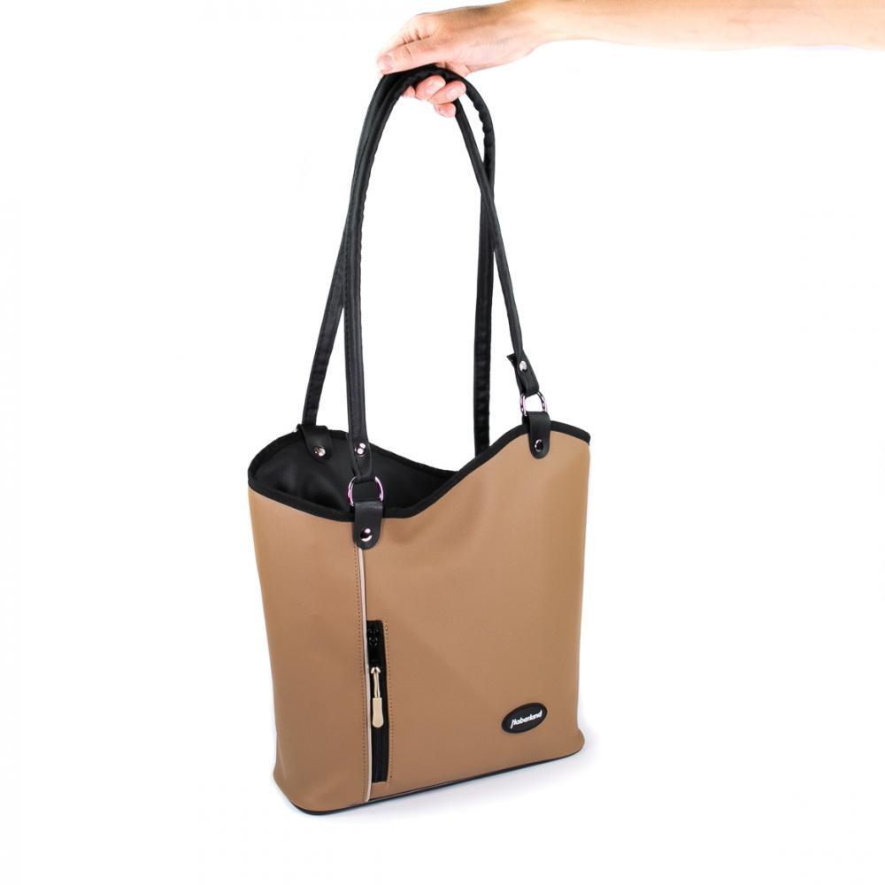 Haberland Lenkertasche Melanie hellbraun/schwarz beige - flexible Rucksack-Le... 2/3