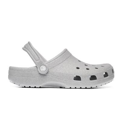 Chanclas Mujer Crocs Classic Glitter Clog Gris