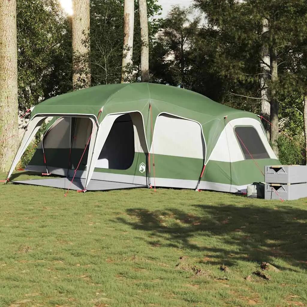 Tienda familiar VidaXL 9 personas impermeable con veranda verde 3/7