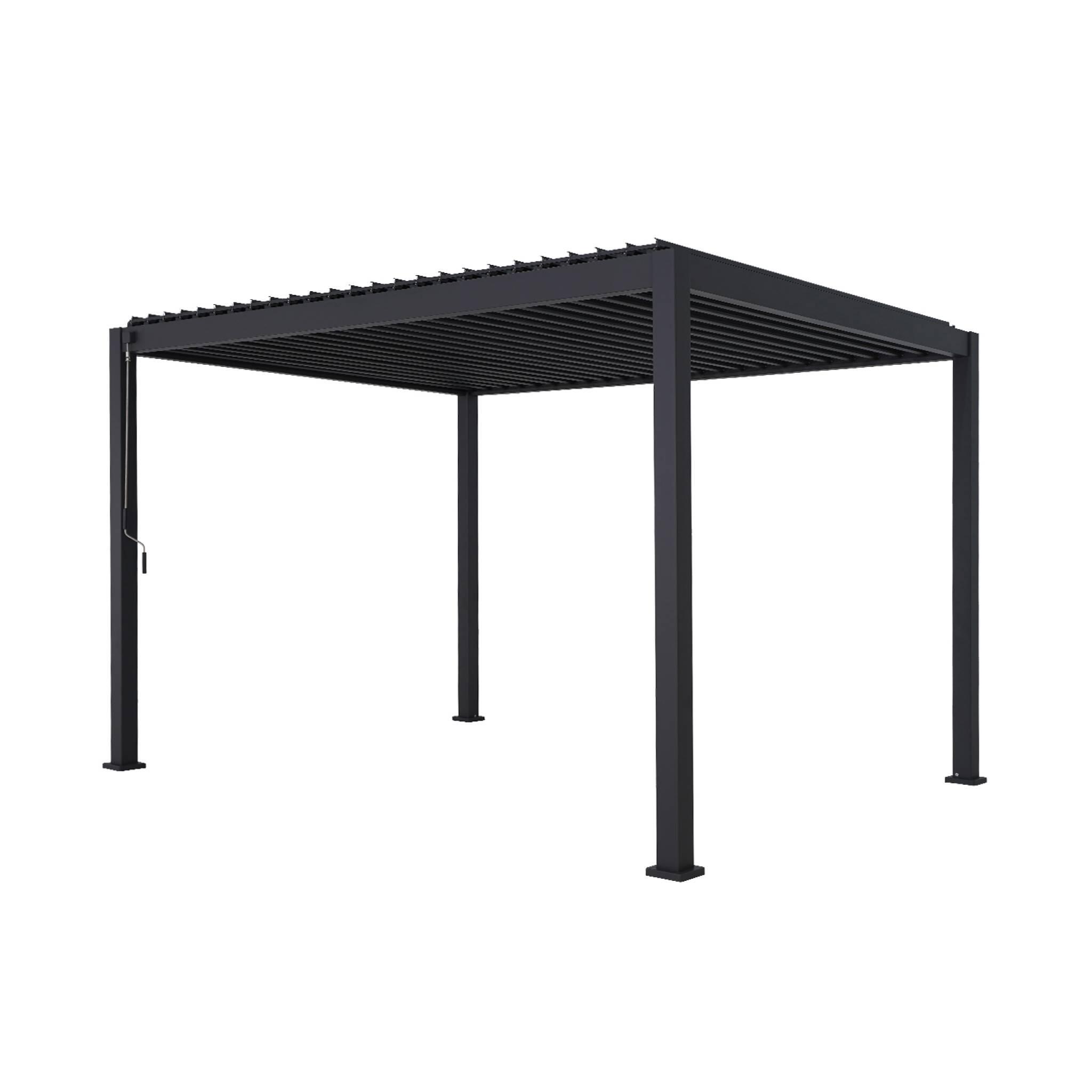 Pérgola bioclimática de aluminio 3x4m + 3 persianas verticales 1.3m, Antracita 3/5