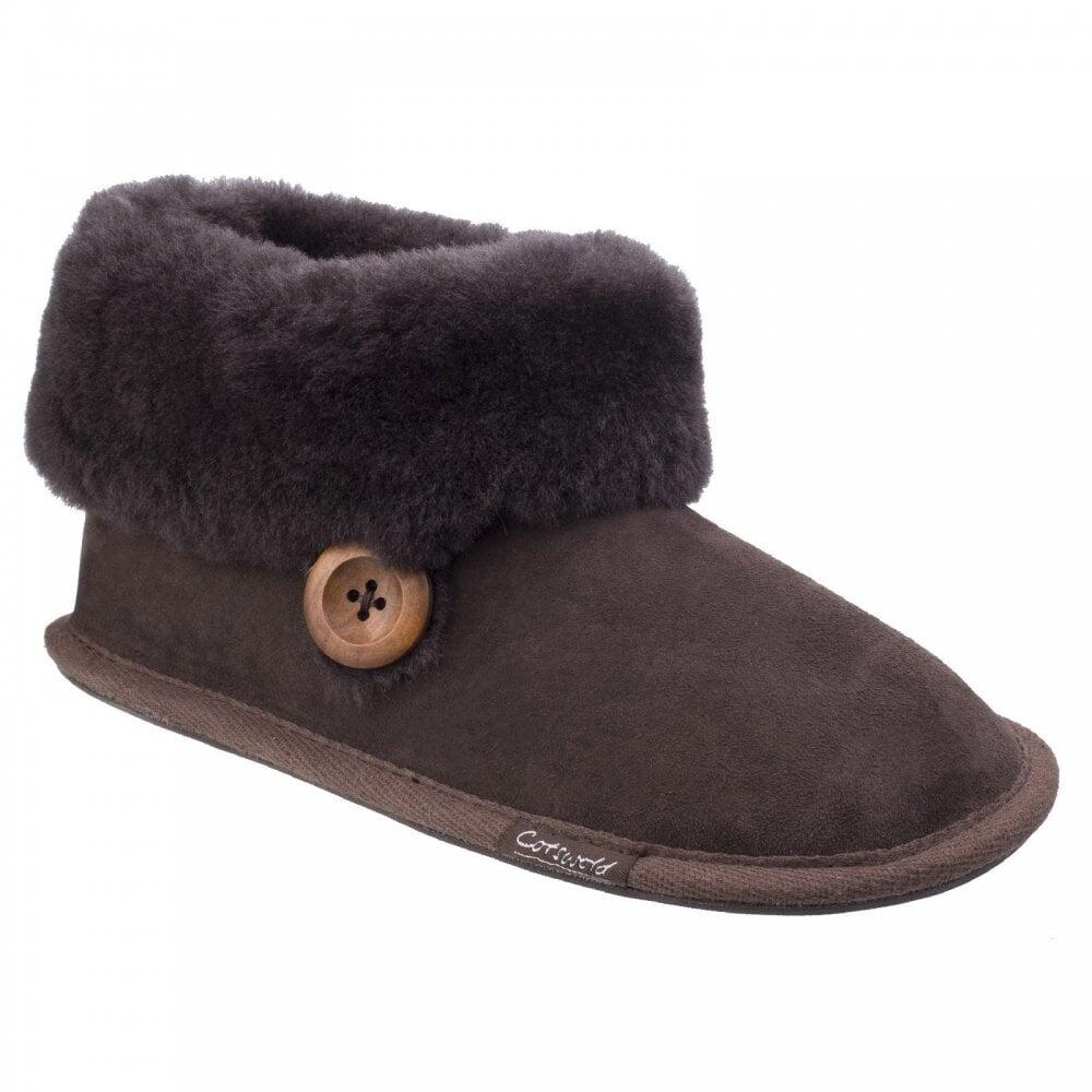 Cotswold Wotton | Chocolate | Womens Sheepskin Bootie Slippers COL: Ch 3/7