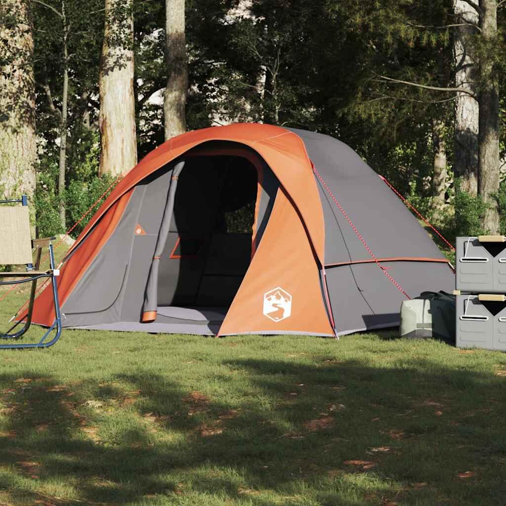 Tienda VidaXL 4 personas impermeable gris y naranja 4/7