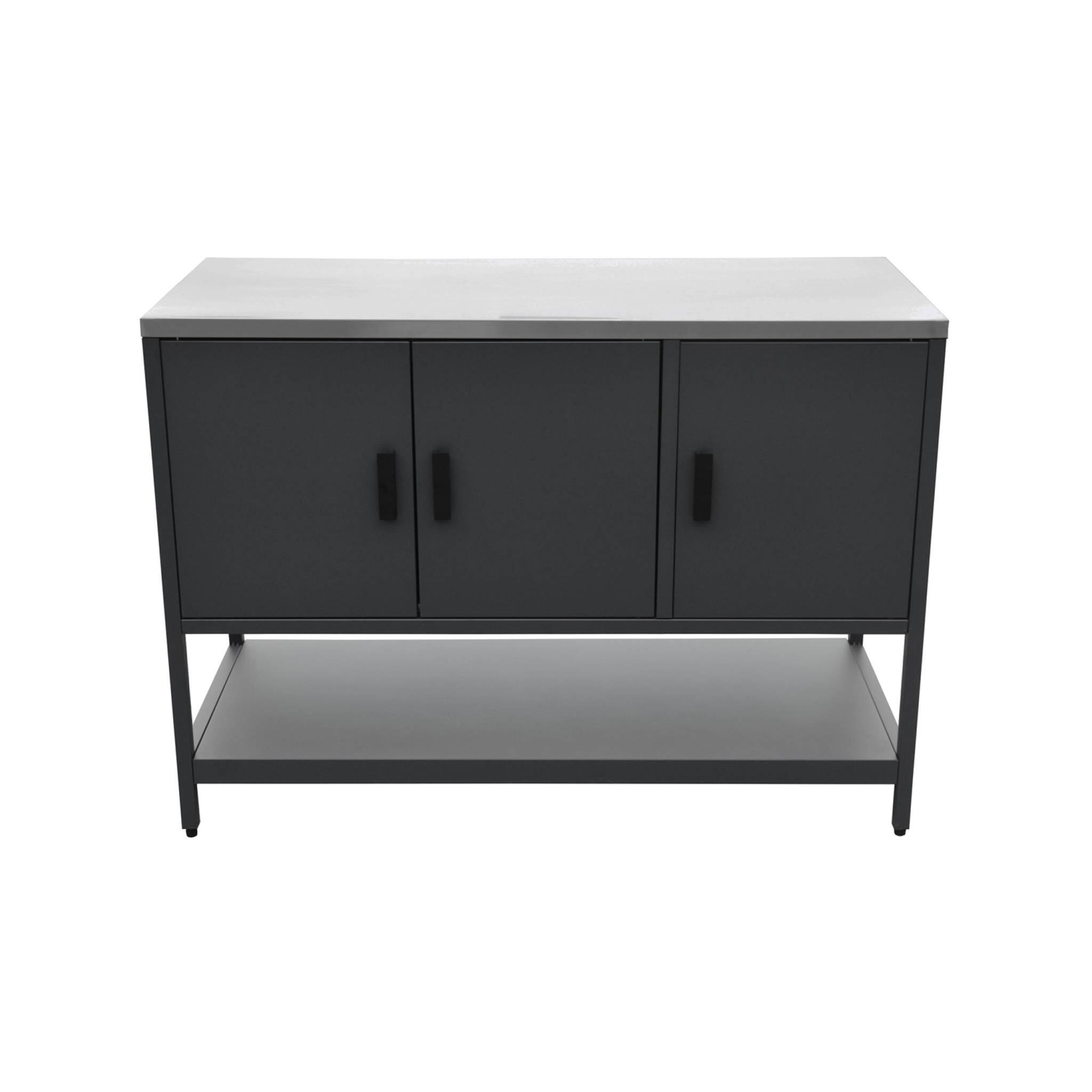 Cozinha externa em aço 3 portas e 1 prateleira, 120cm, Preto 5/5
