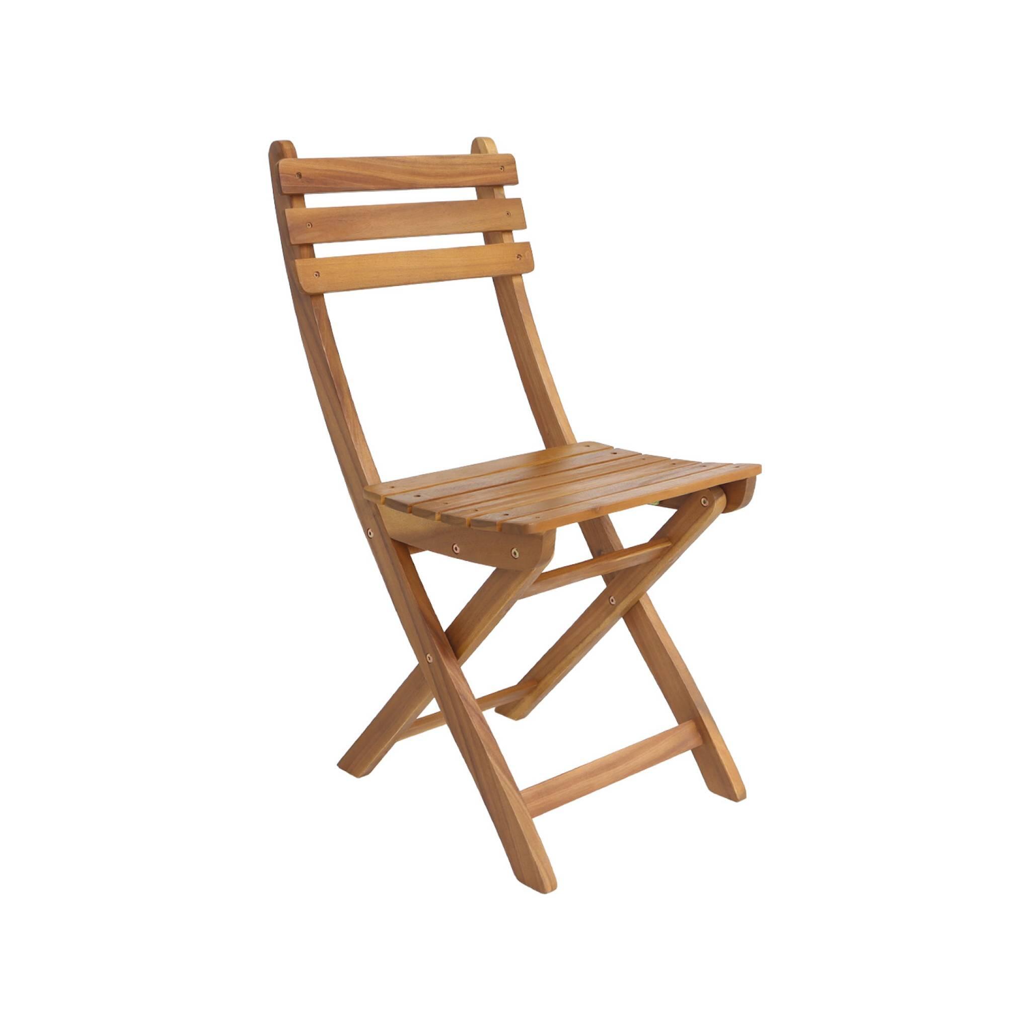 Silla de jardín plegable madera de acacia, set de 4, Natural 3/5